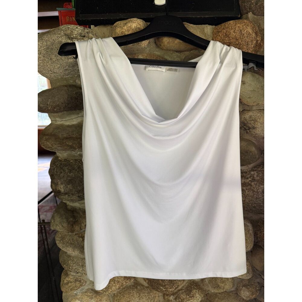 Calvin Klein draped neck blouse, size 2XL, white, Like new
